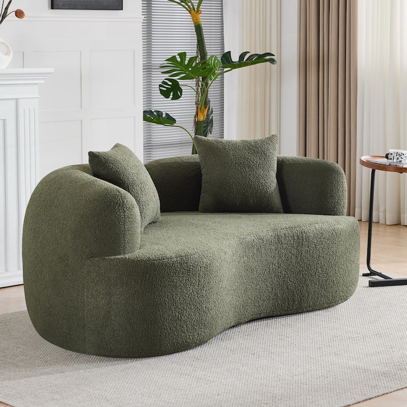 66.93 Inch Curved Loveseat Compression Sponge Sofa