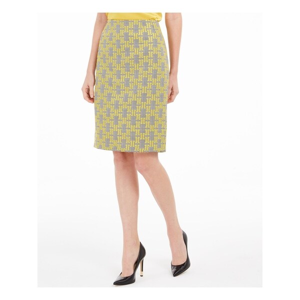 KASPER Womens Yellow Geometric Knee Length Pencil Skirt Size 4 ...