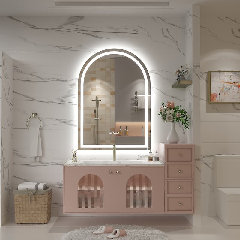 UL Certified Arched LED Anti-fog Tempered Glass Wall Bathroom Vanity Mirror