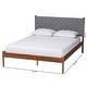 preview thumbnail 10 of 8, Estela Mid-Century Modern Grey Woven Fabric and Walnut Brown Wood Queen Size Platform Bed