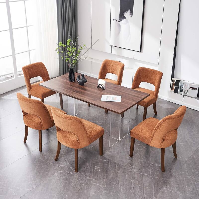 Wooden Dining Chairs Set of 2/4/6,Modern Fabric Upholstered Dining Room Chair Kitchen Chairs