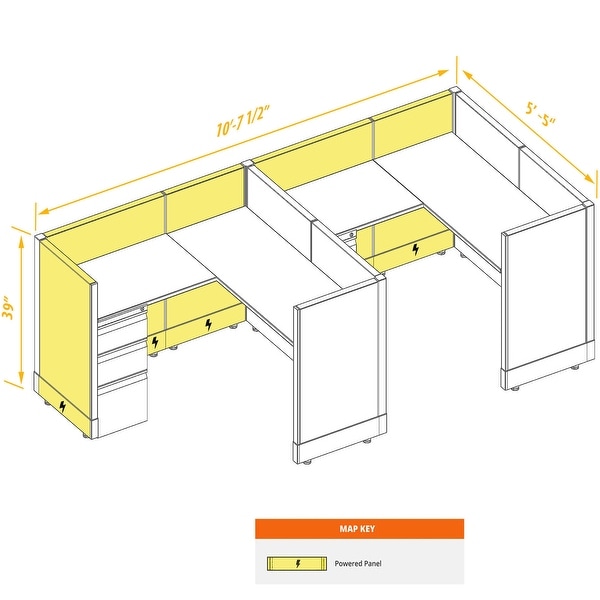 System Furniture 39H 2pack Inline Powered