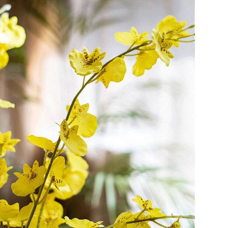 RusticReach Artificial Yellow Dancing Lady Orchid Stem Bundle 19" Tall