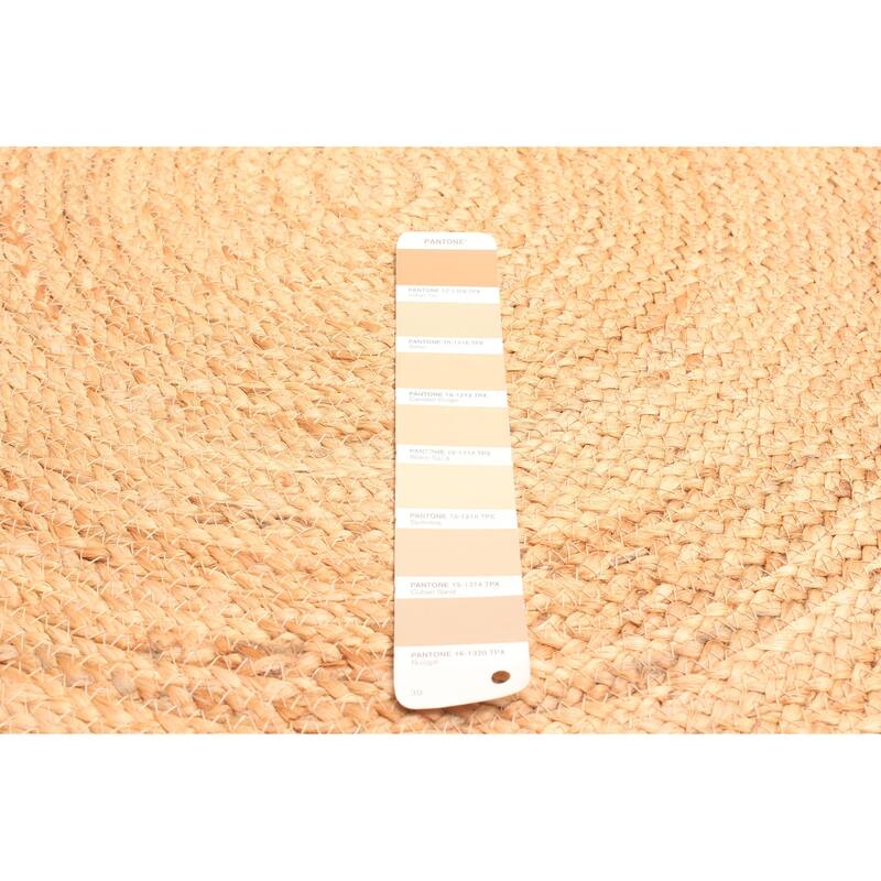 ECARPETGALLERY Braided Weave Palas Denizli Tan Jute Rug - 3'2 x 3'2