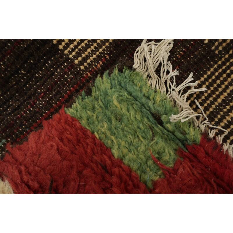 Hand Knotted Oriental 100% Wool Carpet Modern Geometric Brown Moroccan Area Rug - 9' 5'' X 6' 9''