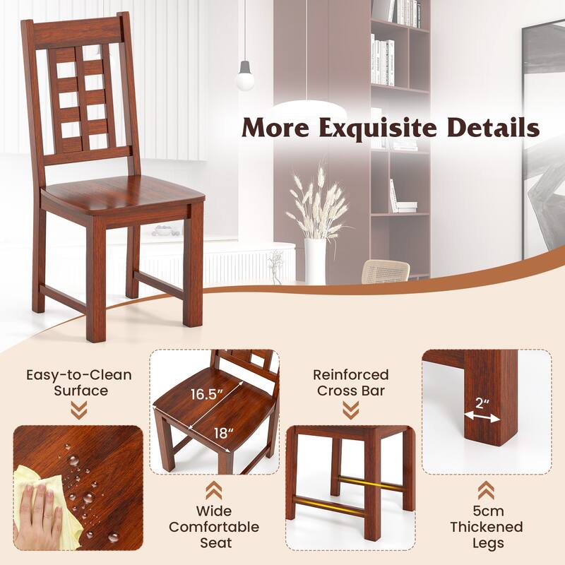 Gymax Dining Chairs Set of 4 w/Solid Rubber Wood Frame Elegant