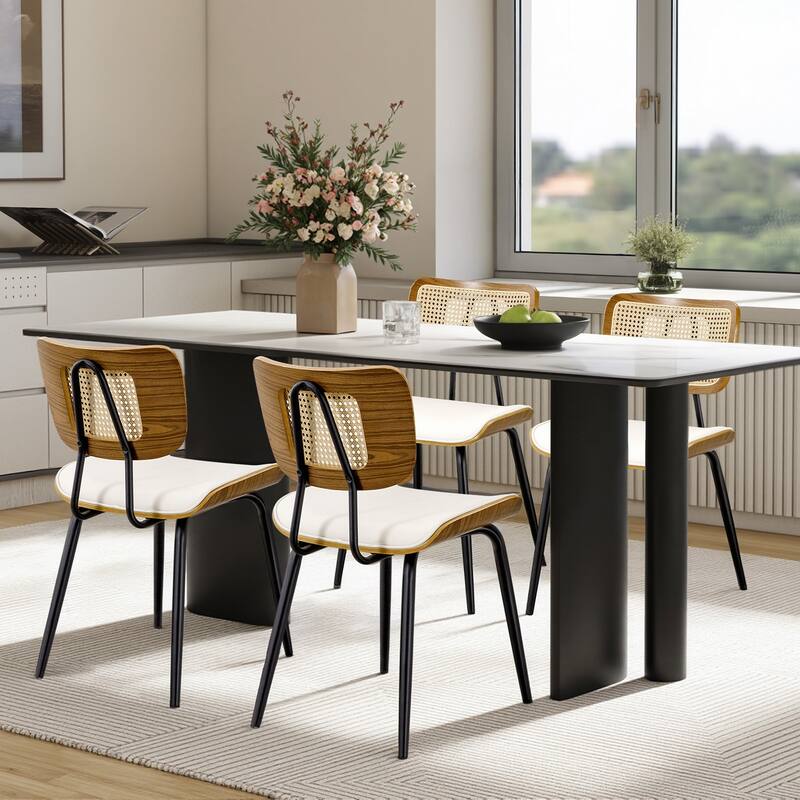 Faux Leather Upholstered Dining Chairs Set of 2/4 - 33.5"H x 19.3"W x 23"D