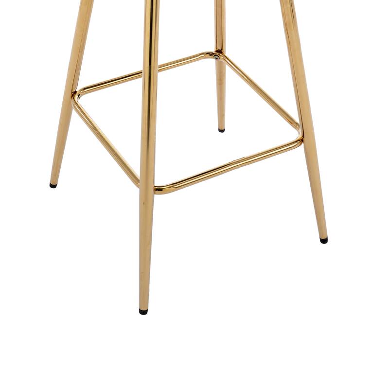 Counter Height Bar Stools Set of 2, Velvet Bar Stools with Armrests, Kitchen Island Chairs with Footrest and Metal Legs