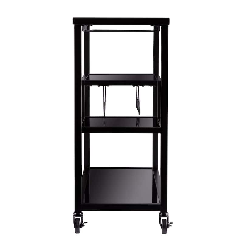 SEI Furniture Holly & Martin Zephs Bar Cart – Black w/ Smoked Mirror