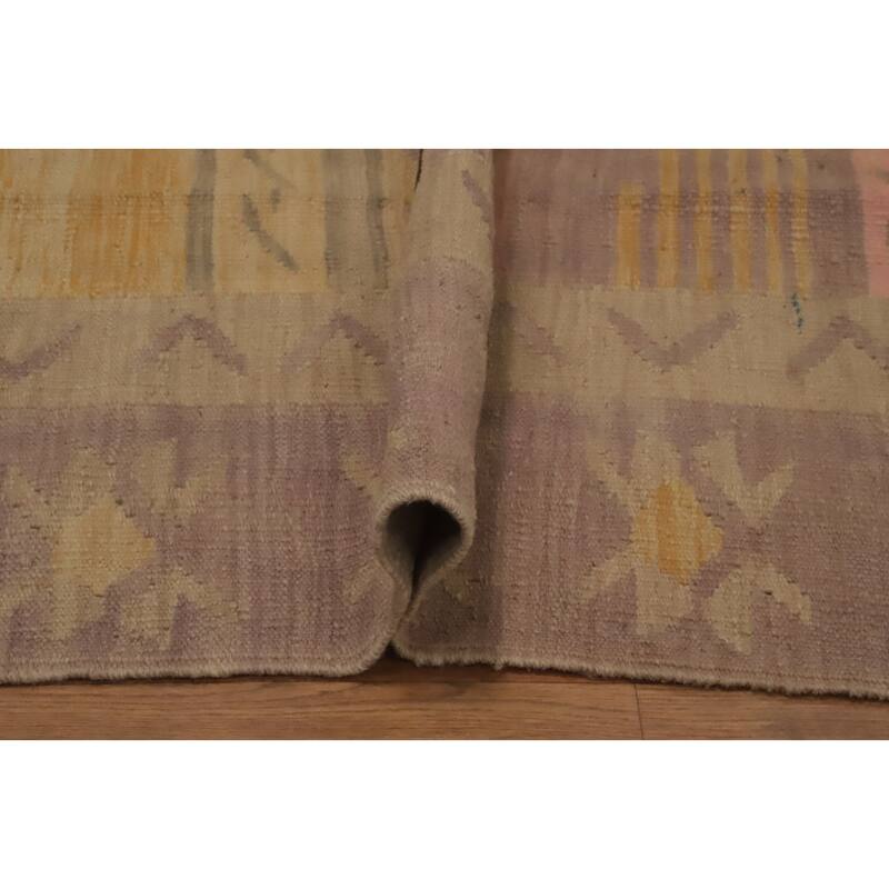 Hand Woven Oriental 100% Wool Carpet Southwestern Tribal Purples Kilim Area Rug - 7' 11'' X 5' 2''