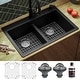 preview thumbnail 1 of 74, Karran 33" Top Mount Double Equal Bowl Quartz Kitchen Sink Kit - 33" x 22" x 9"