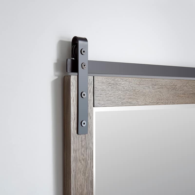 Cortes 60" Bathroom Vanity Barndoor Wall Mirror in Grey