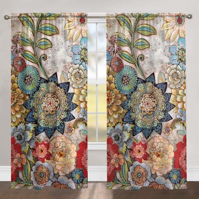 Laural Home Boho Bouquet Room Darkening Window Panel (Single)