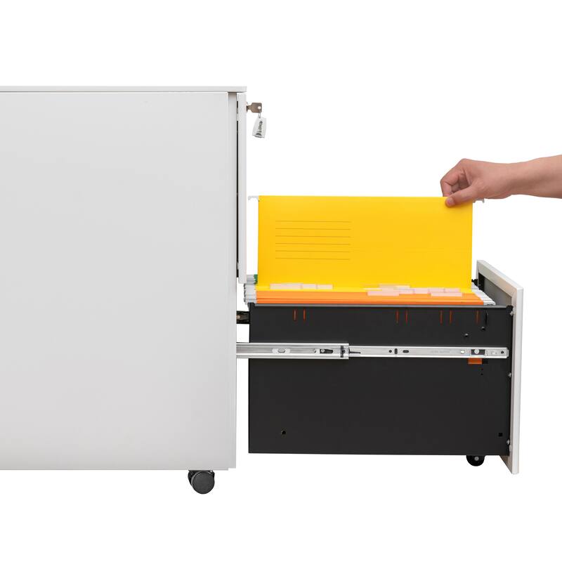 2 Drawer Rolling Locking Office File Cabinet with Lock, Anti-tilt Wheels