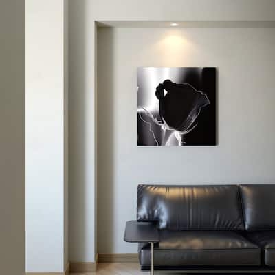 In Bloom 30x30 Black and White Rose Flower Photography Gallery Wrapped Canvas