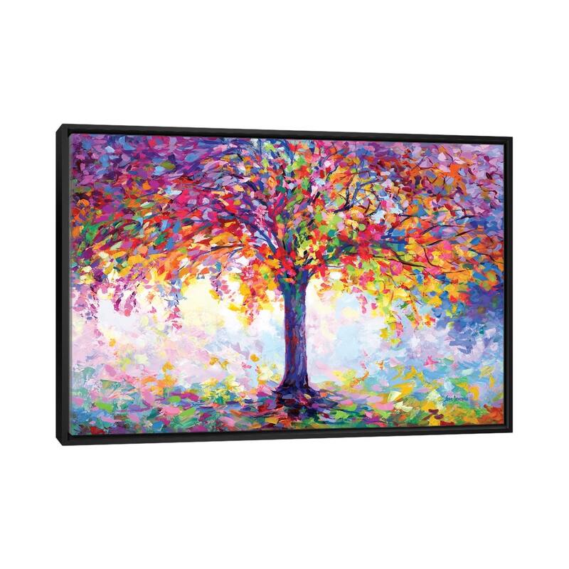 iCanvas "Tree of Happiness" by Leon Devenice Framed - Black - 32x48