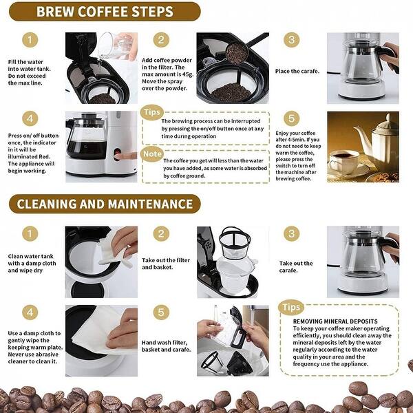 5 Cups Small Drip Coffee Maker with Reusable Filter Coffee Pot - Bed Bath &  Beyond - 35569107