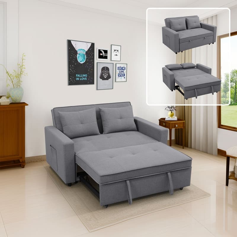 Versatile Grey Sofa with Adjustable Backrest and Removable Armrests