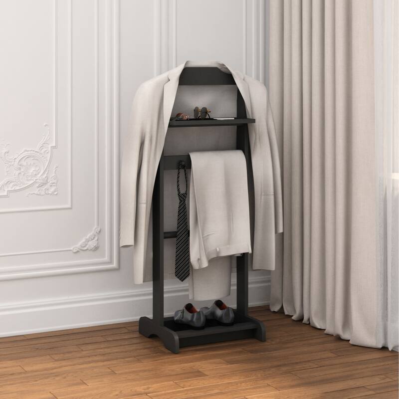Accent Portable Garment Rack, Clothes Valet Stand with Storage Organizer, for Bedroom, Living room