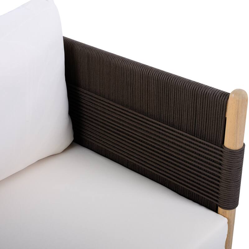 Christopher Knight Home - Xaizai Outdoor 50.35" Acacia Wood 2-Seater Loveseat with Cushions & Square Rope Arms