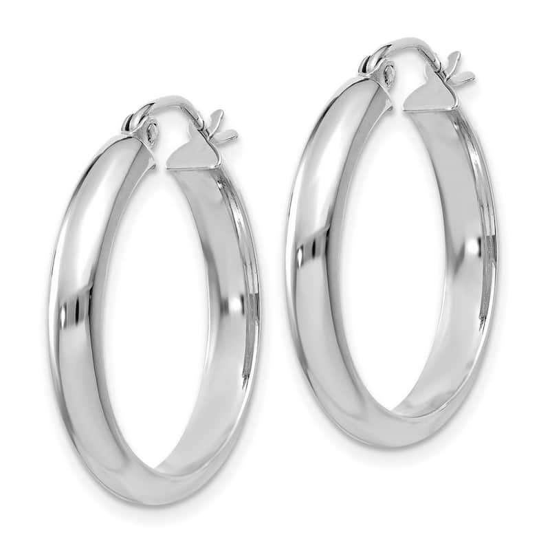 Curata 14k White Gold Polished 26x4mm Hoop Earrings