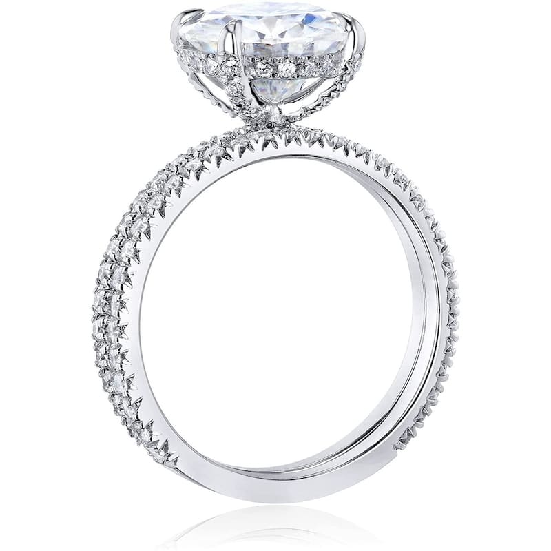 Kobelli 3.25 Carats Moissanite & Lab Grown Diamond 14k Solid Gold Wrap Basket Near Eternity French Pavé Lumière 2pc Bridal Set