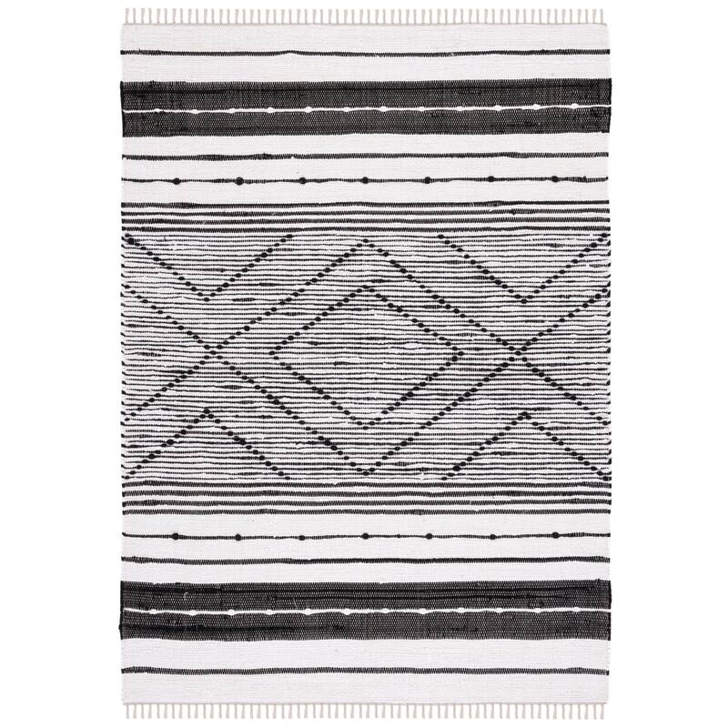 SAFAVIEH Handmade Striped Kilim Chizuko Transitional Rug - 8' x 10' - Black/Ivory