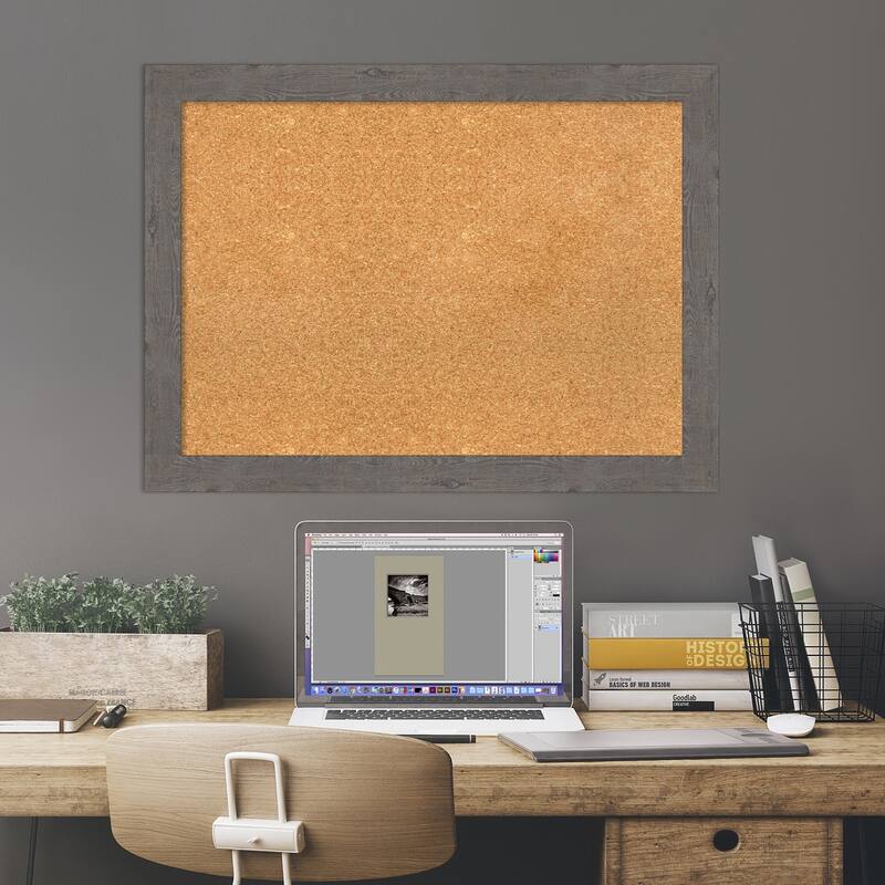 Rustic Plank Narrow Framed Cork Bulletin Memo Board