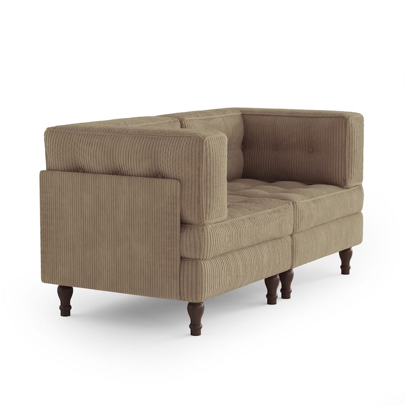 Modular Corduroy Corner Sectional Sofa Couch Set with Tufted Cushion