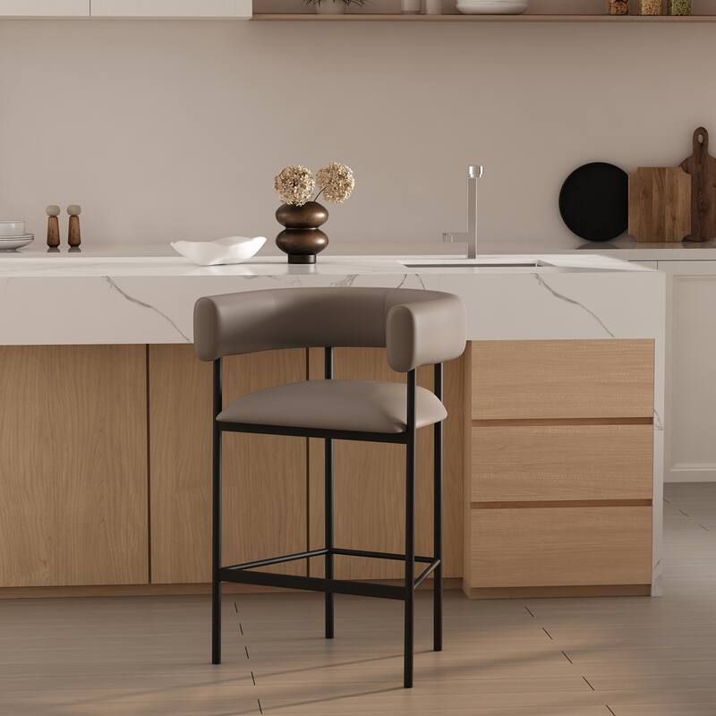 Manhattan Comfort Onda Metal Vegan Leather Counter Stool