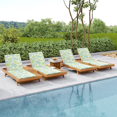 Christopher Knight Home- Michael Acacia Outdoor Adjustable Chaise Lounge Set of 4