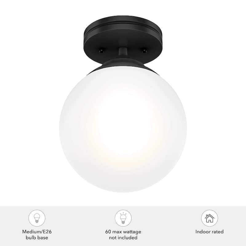 Hunter Hepburn 1-Light Flush Mount Ceiling Light - Bedroom, Bath, Entry, Hallway - Damp-Rated - Vintage, Globe Light