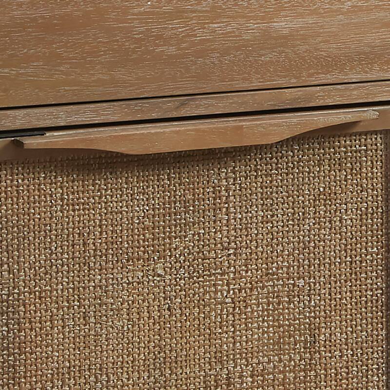 Roomfitters Palisades 2 Door Woven Accent Chest with Storage Shelf, Cane Wood Cabinet for Living Room and Entryway, Natural