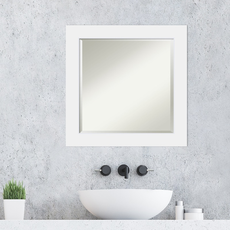 Beveled Wood Bathroom Wall Mirror - Corvino White Frame
