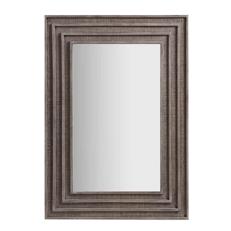 Martha Stewart Naomi Rectangular Wood and Rattan Mirror