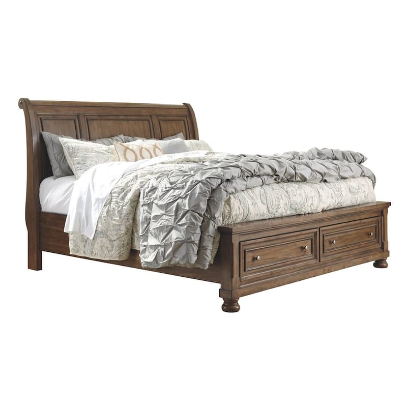 Flynnter Medium Brown Sleigh Storage Bed.