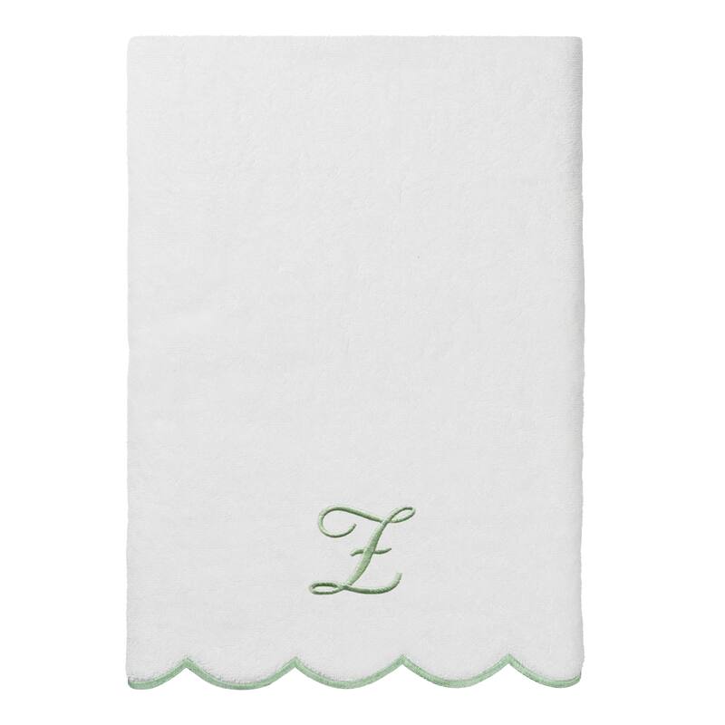 Authentic Hotel and Spa 100% Turkish Cotton Green ADORNIA Scallop Personalized 3 Piece Towel Set - 3 Piece Set