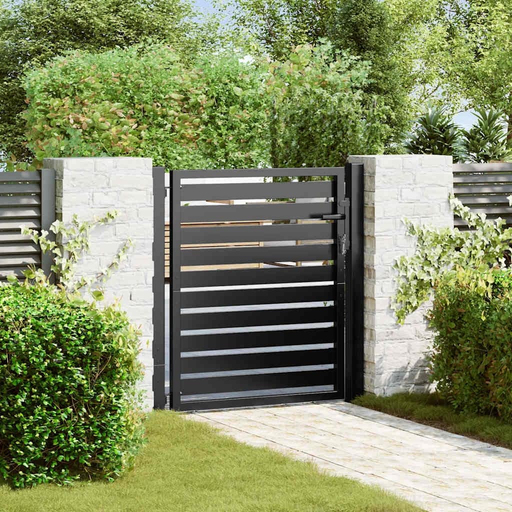 vidaXL Patio Gate Lockable Black 39.4x39.4" Aluminium - 39.4" x 39.4"