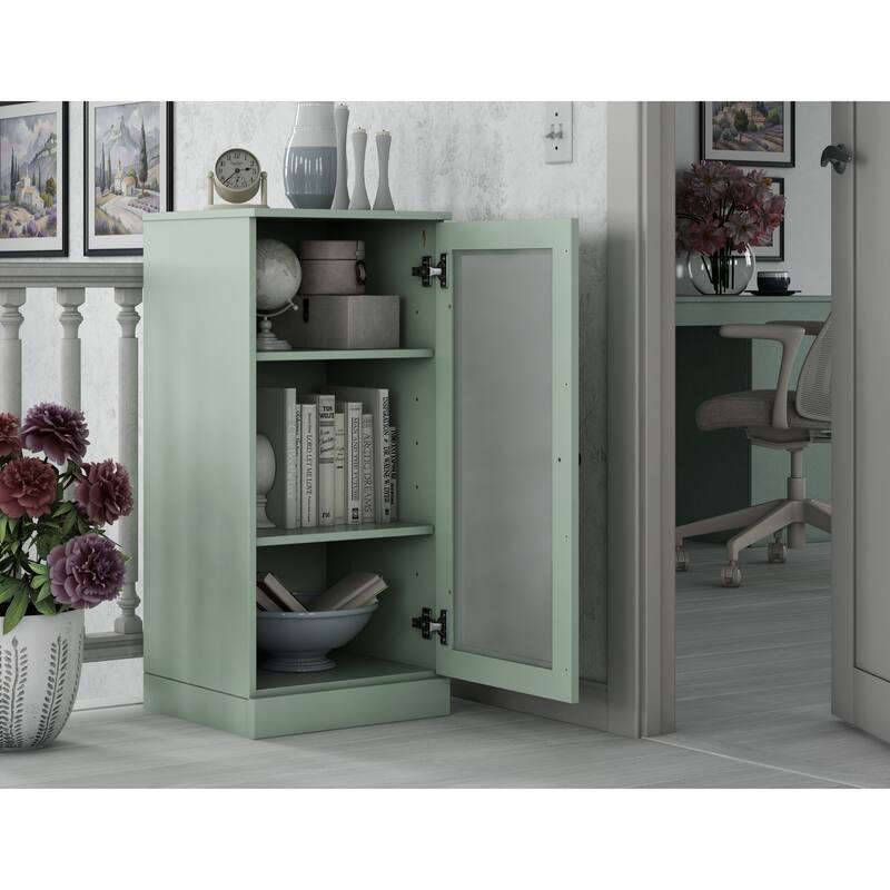 Palace Imports 100% Solid Wood 3-Shelf Bookcase with Frosted Glass Door and Adjustable Shelves