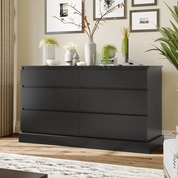 black double dresser FUFU&GAGA Contemporary with 10 Drawers, Spacious Top for Decor, Smooth Metal Slide Rails, Composite Material LJY-KF330034-02 at and 2 anti Black 8-Drawer 63 in. W