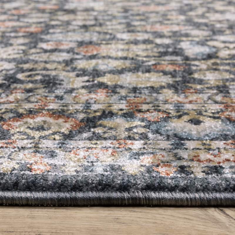 Esme Traditional Floral Border Area Rug
