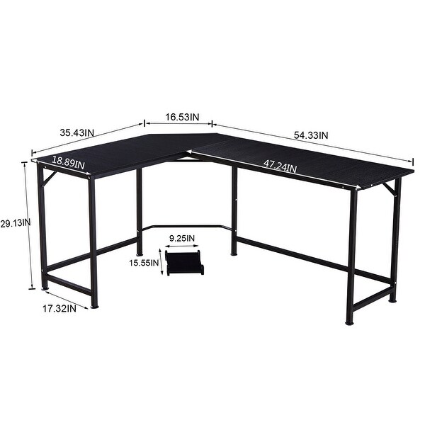 Home Garden Home Office Black Wood Metal L Shaped Desk Corner Computer Pc Desk Study Table Desks Home Office Furniture Adsmoh Org Ng