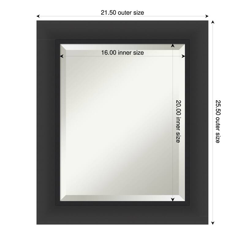 Sloped Beveled Framed Bathroom Vanity Wall Mirror - 22 x 26 in - Sloped Black