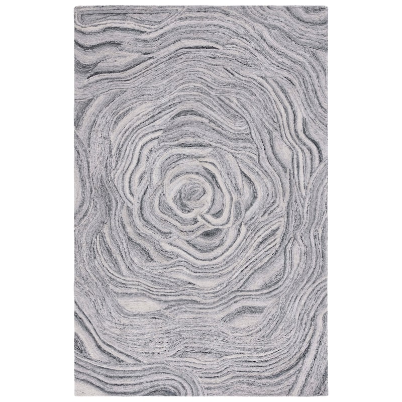 SAFAVIEH Handmade Abstract Algimanta Modern Rug - 6' Square - Dark Grey/Black