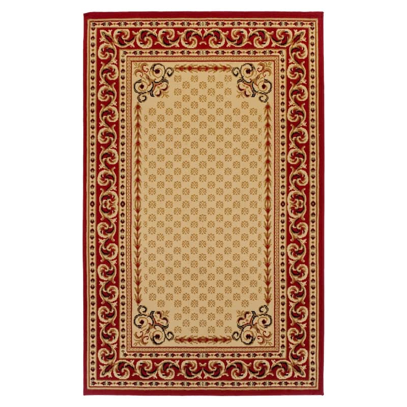 Traditional Floral Scroll Vines Border Indoor Area Rug by Superior - 4' x 6' - Ivory