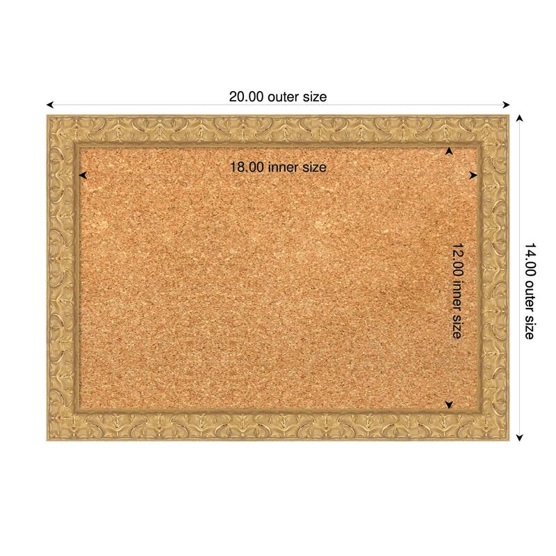 Lila Gold Wood Framed Cork Board - Bulletin Board, Organization Board, Pin Board - Natural - 20 x 14 in