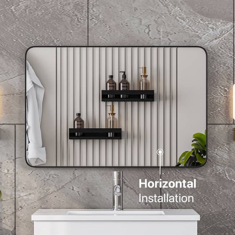 Eviva Harmony 20" x 30" Rectangular Black Metal Framed Mirror - N/A
