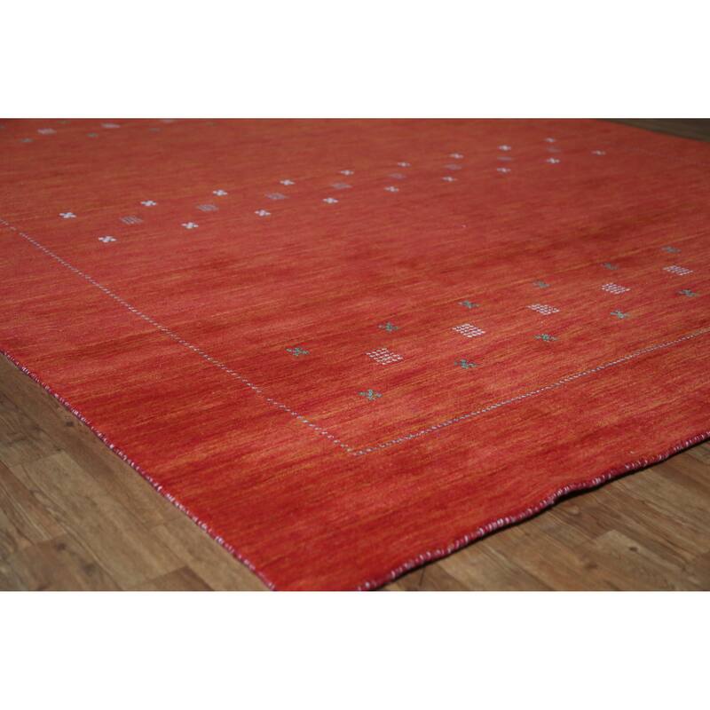 Hand Knotted Oriental 100% Wool Carpet Tribal Tribal Oranges & Rust Gabbeh Area Rug - 9' 7'' X 8' 3''