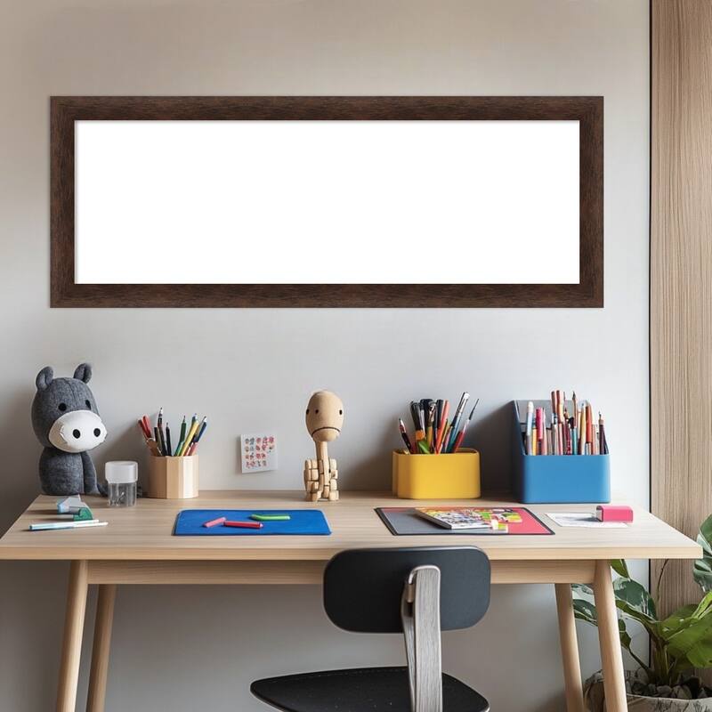 Amanti Art Warm Walnut Narrow Framed Dry Erase Magnetic Board