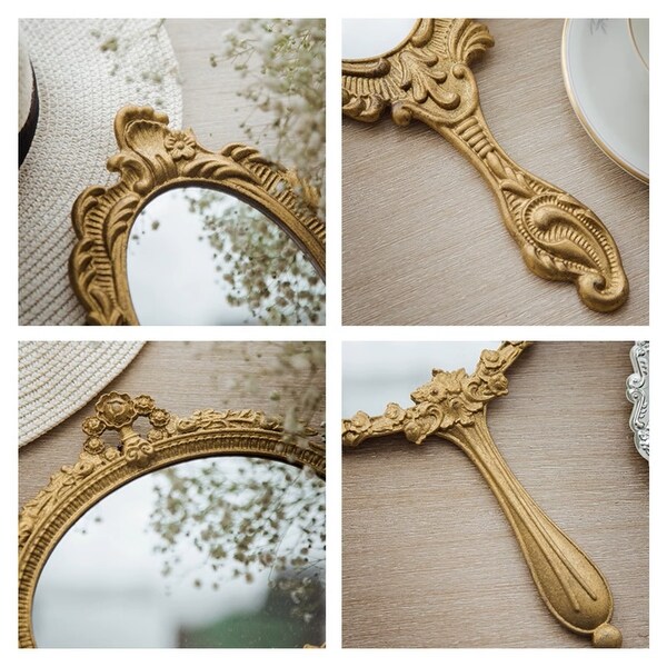 Vintage French Handheld Mirror - Ornate Style for Classic Charm